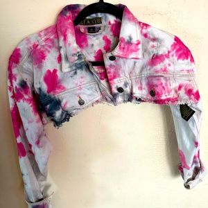 Tie Dye Crop Jean Jacket